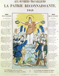 Foglio illustrato di testi per una canzone dedicata ai lavoratori, 1848
